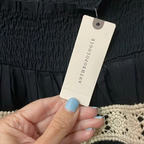 NWT Anthropologie Boho Embroidered Lace Mini Skirt in Black/Noir Size XS - Picture 3 of 8